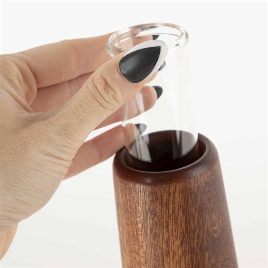 Vase haut en verre sur pied en bois de Gamal naturel
