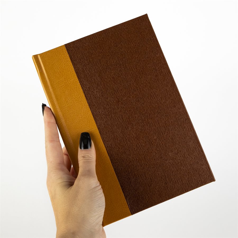 Cahier de notes rigide couverture en cuirette ocre et Brun Cahier de notes rigide couverture en cuirette ocre et Brun