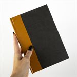 Hardcover notebook in ochre leatherette and Grey Hardcover notebook in ochre leatherette and Grey