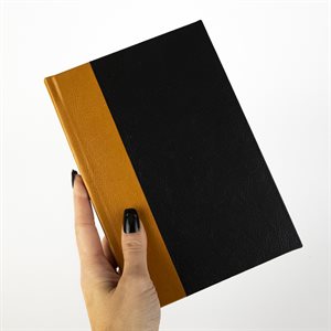 Cahier de notes rigide couverture en cuirette ocre et Noir
