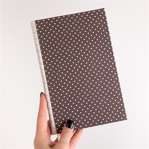 MONIKA - Moyen cahier d'écriture ligné à dos rond en tissu