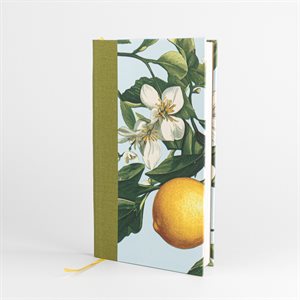 LEMON - Tall hard cover fabric notebook - Citron fond bleu (bande verte)