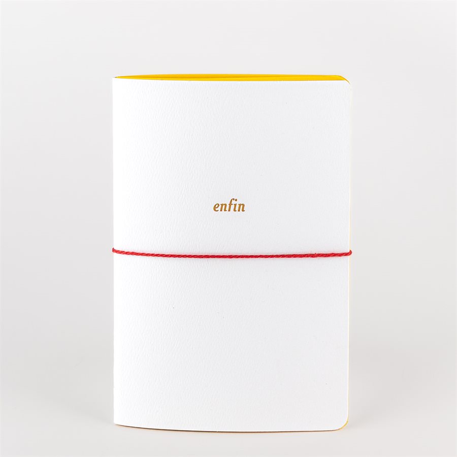 White, yellow and gold embossed Finally notebook