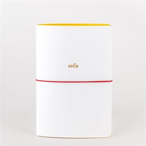 White, yellow and gold embossed Finally notebook