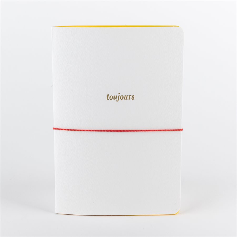 White, yellow and gold embossed Always notebook White, yellow and gold embossed Always notebook