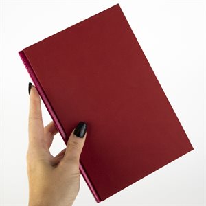 Cahier rigide Rouge vellum et rose barbie