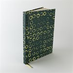 Large emerald notebook with hand-painted circle dot pattern