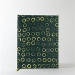 Large emerald notebook with hand-painted circle dot pattern