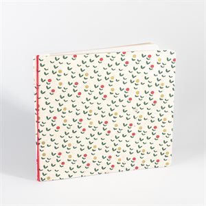 Small secret – Softcover stitched notebook with string binding - Red berries on a cream background