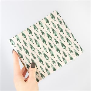 Small secret – Softcover stitched notebook with string binding - Green chevrons on a cream background