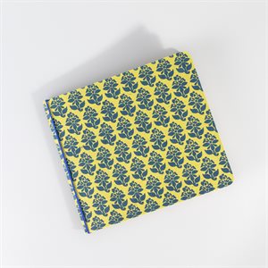 Small secret – Softcover stitched notebook with string binding - Indigo flowers on a green background