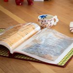 FAMILY SECRET - Binder with pockets for recipes, photos and more! Plain red with olive pattern