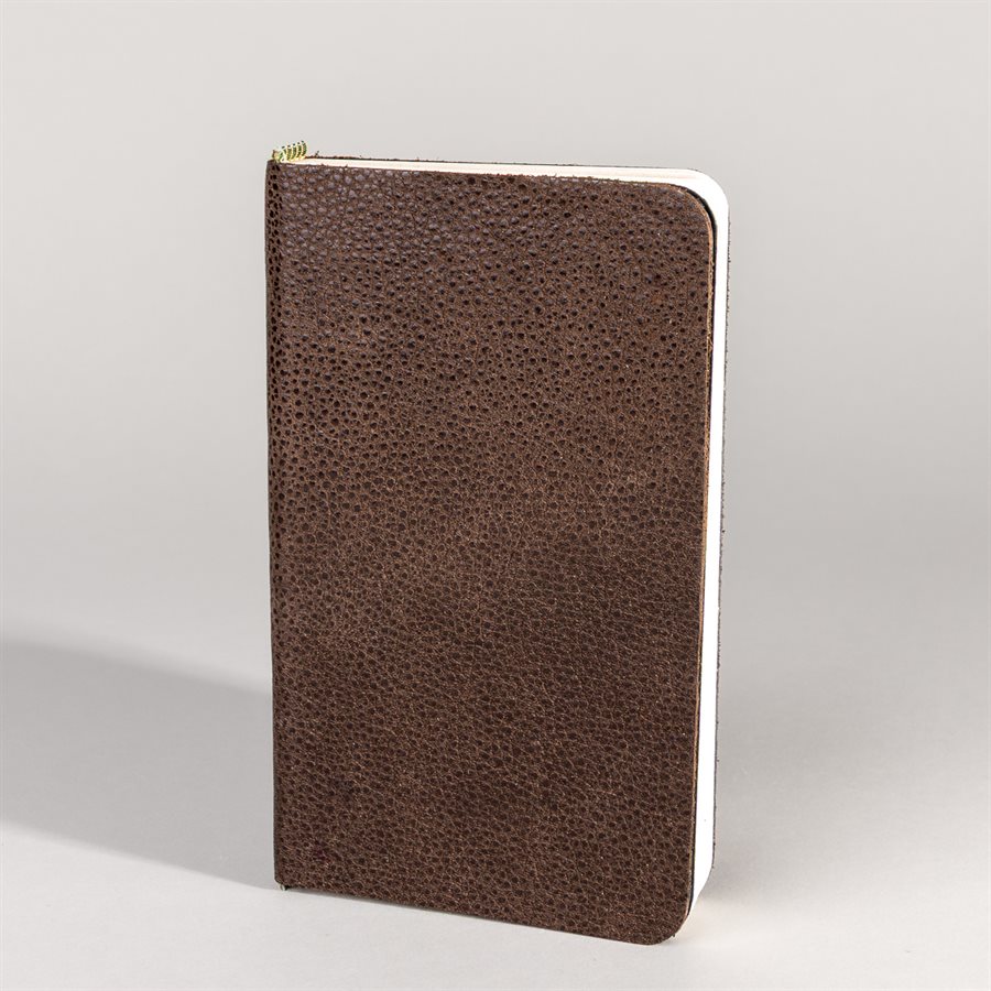 Pocket notebook with recycled leather cover Brun