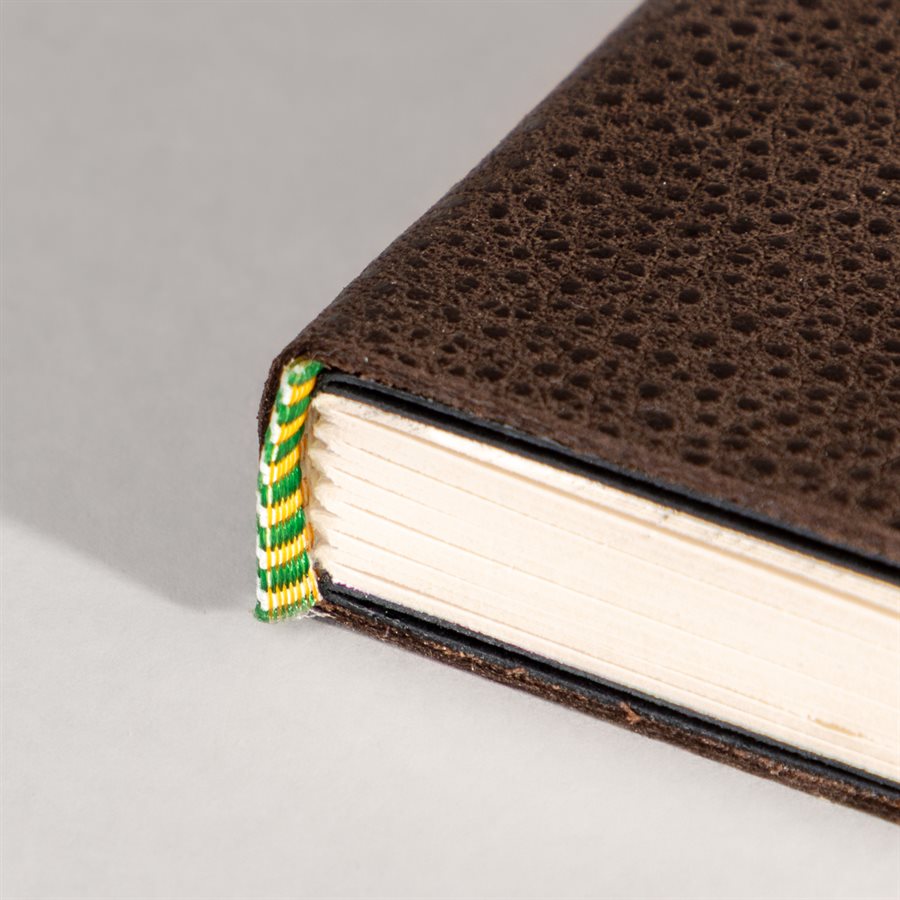 Pocket notebook with recycled leather cover Brun