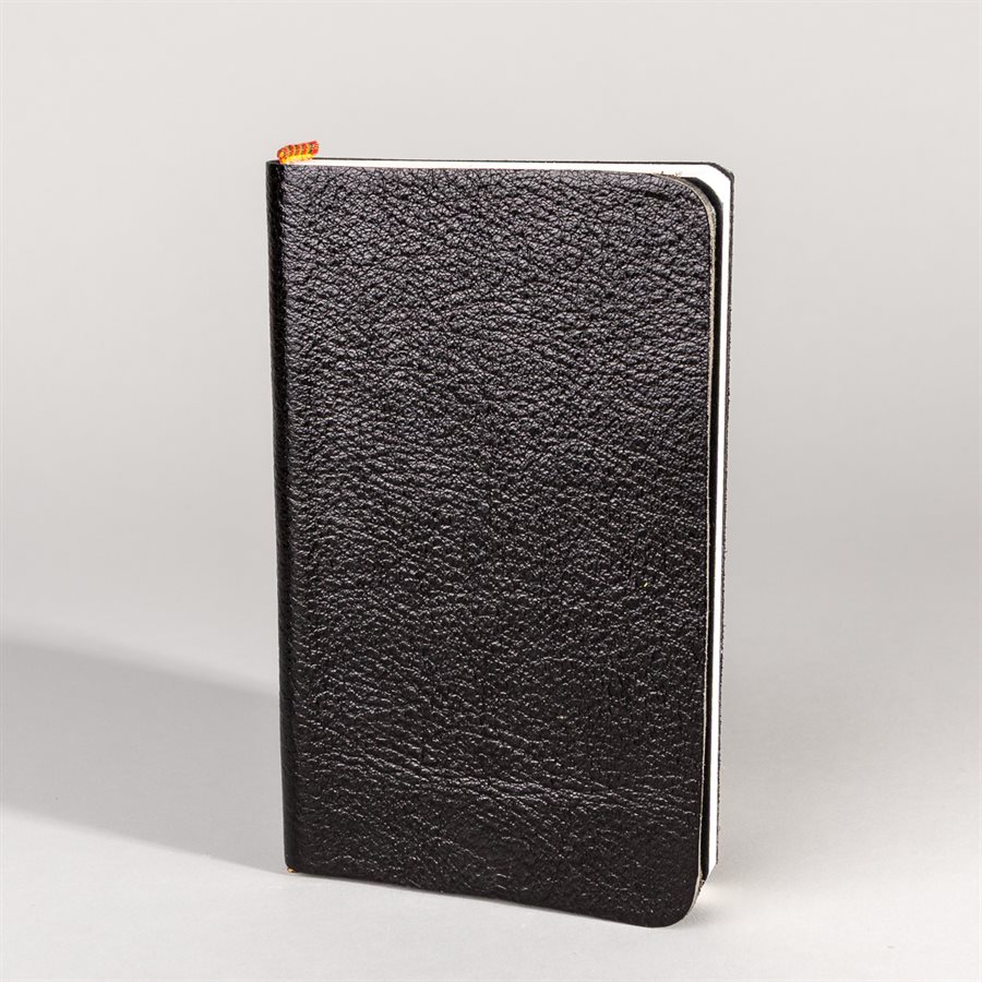 Pocket notebook with recycled leather cover Black