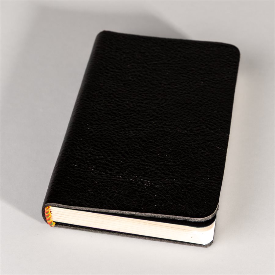 Pocket notebook with recycled leather cover Black