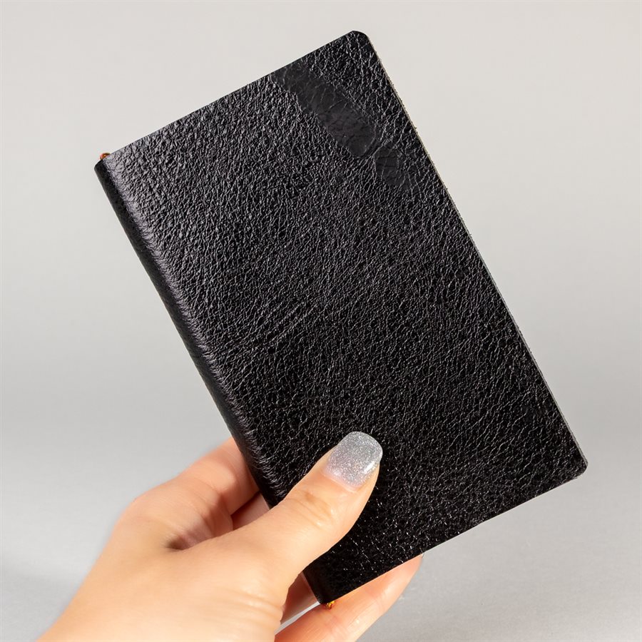 Pocket notebook with recycled leather cover Black