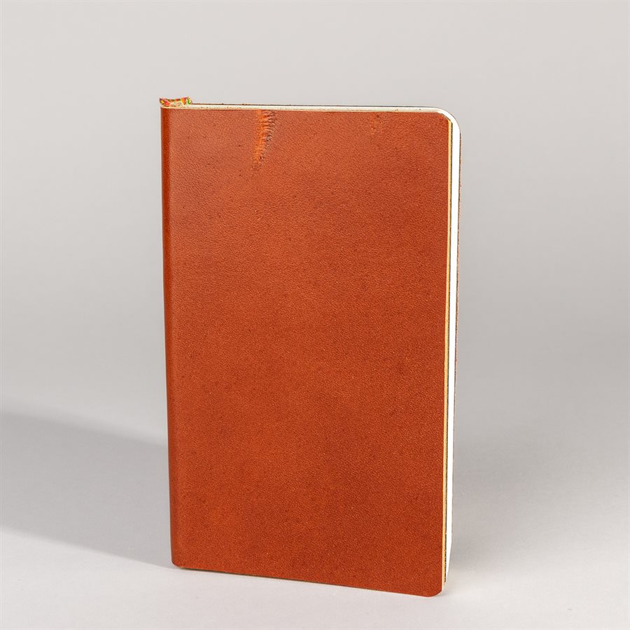 Pocket notebook with recycled leather cover Orange brulé