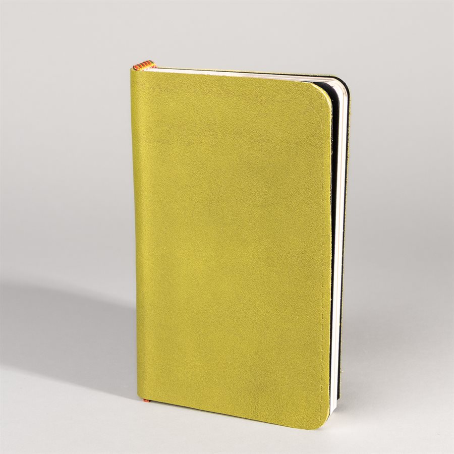 Pocket notebook with recycled leather cover Vert olive