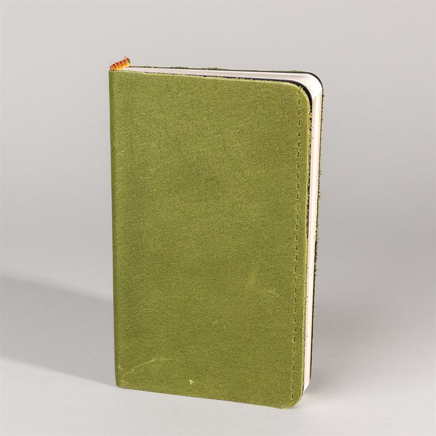 Pocket notebook with recycled leather cover Vert macreuse