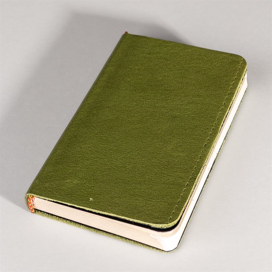 Pocket notebook with recycled leather cover Vert macreuse
