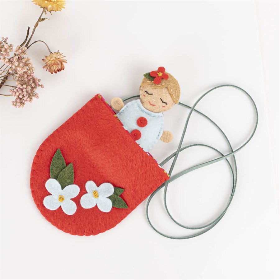 Baby Lina and her little bag Red and light blue Baby Lina and her little bag Red and light blue