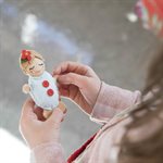 Baby Lina and her little bag Red and light blue