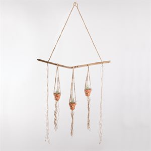 Jardinière en jute «Mini-trio» sur bois de grève 