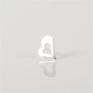 Clou d'oreille coeur penché ajouré (à l'unité)