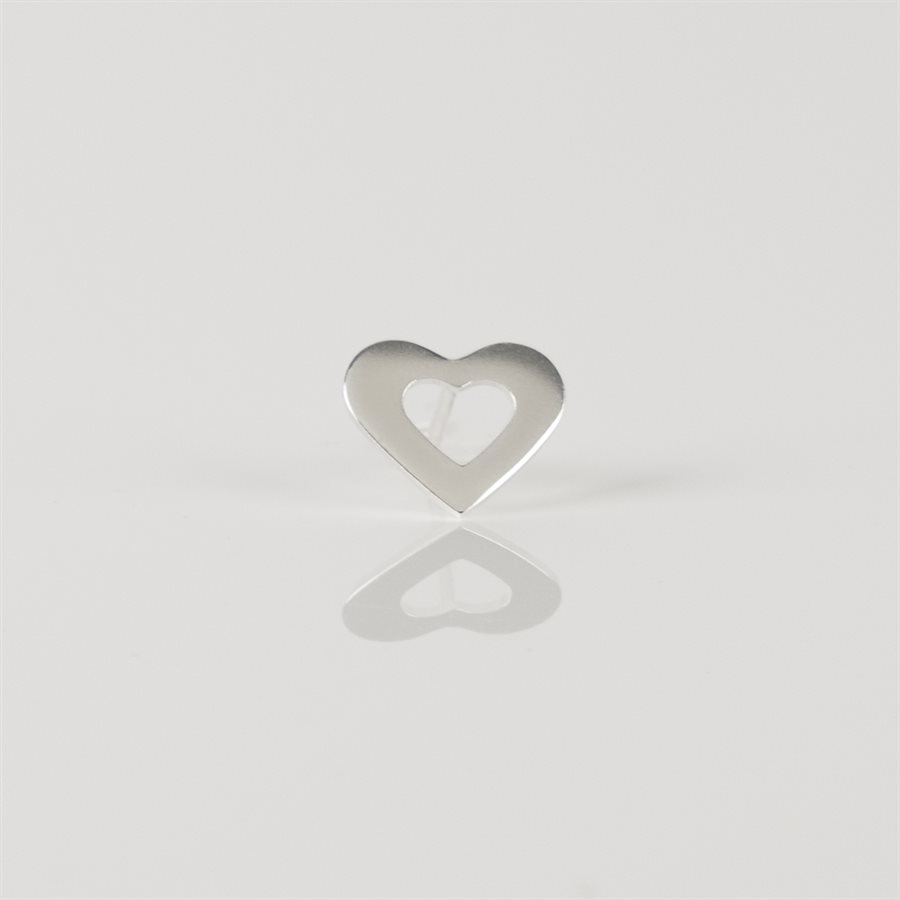 Clou d'oreille coeur penché ajouré (à l'unité)