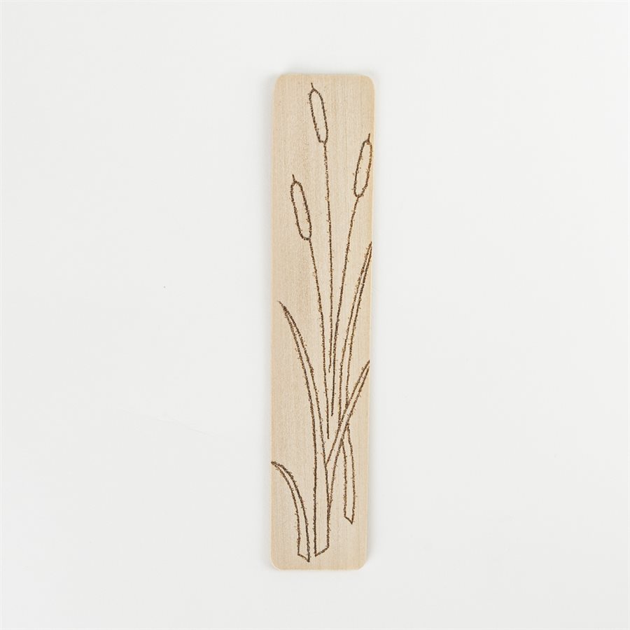 Signet en bois pyrogravé, modèle La danse des marais Signet en bois pyrogravé, modèle La danse des marais