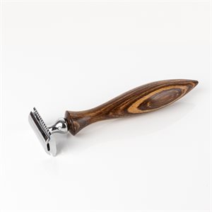 Rasoir traditionnel à lame double tranchant en Bois de zèbre sculpté 