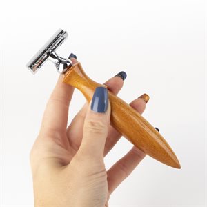 Rasoir traditionnel à lame double tranchant en Oranger des Osages sculpté 