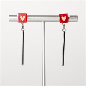 Hand painted stud glass earring - Mini square 1