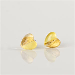 Clou d'oreille mini coeur en verre peint à main 1