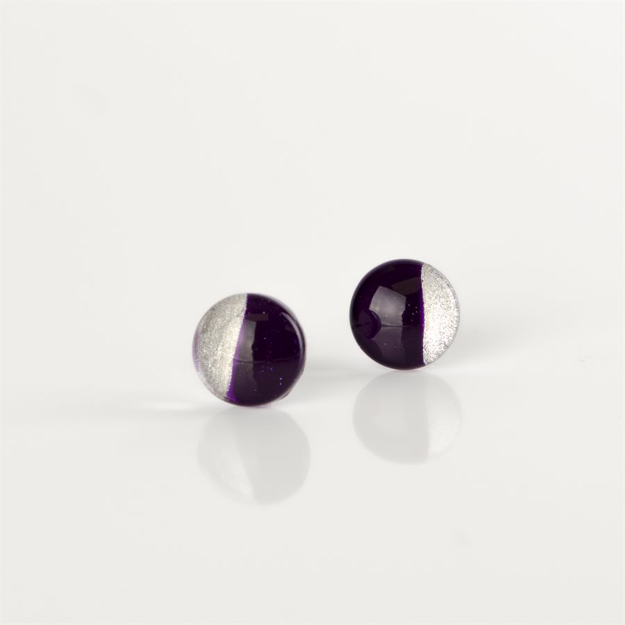 Clou d'oreille rond en verre peint à main 11