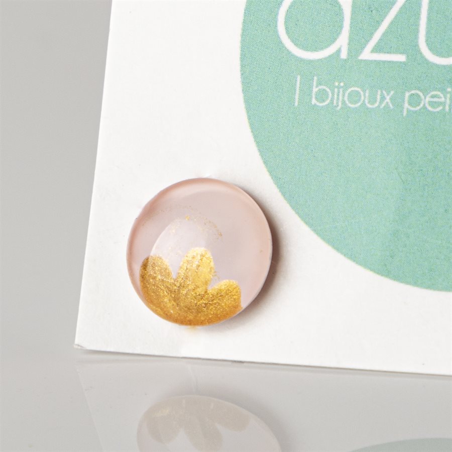 Clou d'oreille rond en verre peint à main 3 Clou d'oreille rond en verre peint à main 3