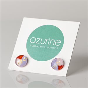 Clou d'oreille rond en verre peint à main 4