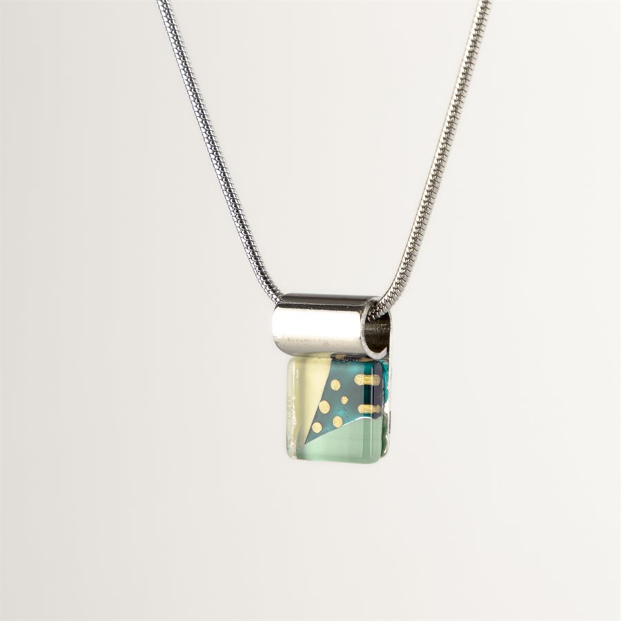 Mini square hand painted glass pendant 9 Mini square hand painted glass pendant 9