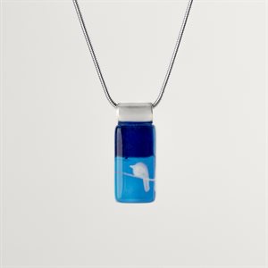 Rectangular hand painted glass pendant 5