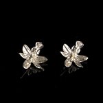 Earrings Calopogon orchid fixed with pearl white