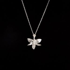 Pendant Calopogon orchid with pearl white