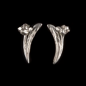 Earrings Clavellata orchid fixed leaf and flower