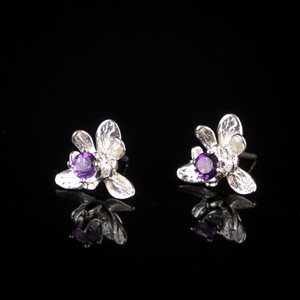 Earrings Phalaenopsis orchid fixed amethyst 4mm