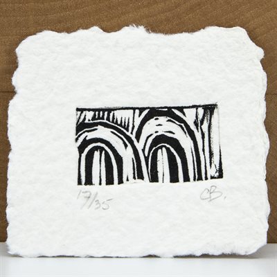 Petites portes, linogravure, papier fait main, non encadrée Petites portes, linogravure, papier fait main, non encadrée