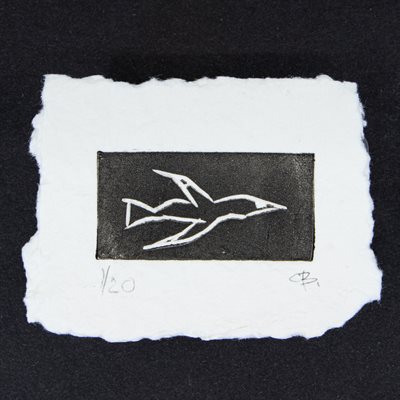 Cormoran, linogravure sur papier fait main, non encadrée Cormoran, linogravure sur papier fait main, non encadrée