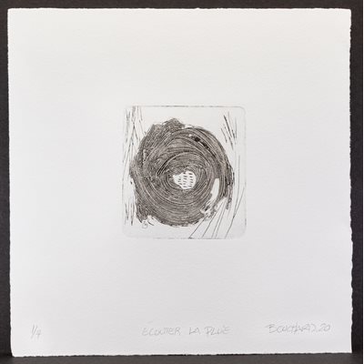 Écouter la pluie, gravure, taille douce et relief, non encad Écouter la pluie, gravure, taille douce et relief, non encad