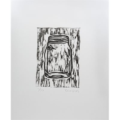 Pot masson, linogravure sur papier fait main, non encadrée Pot masson, linogravure sur papier fait main, non encadrée