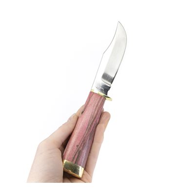 Couteau en érable coti stabilisé et teinté rose Couteau en érable coti stabilisé et teinté rose