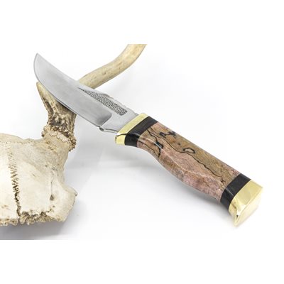 Couteau en érable coti stabilisé teinté rose et bois d'ébène Couteau en érable coti stabilisé teinté rose et bois d'ébène